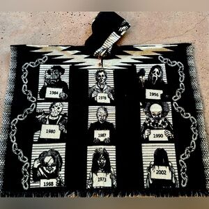 Horror Movie characters alpaca poncho, adult size, one size, handcrafted.